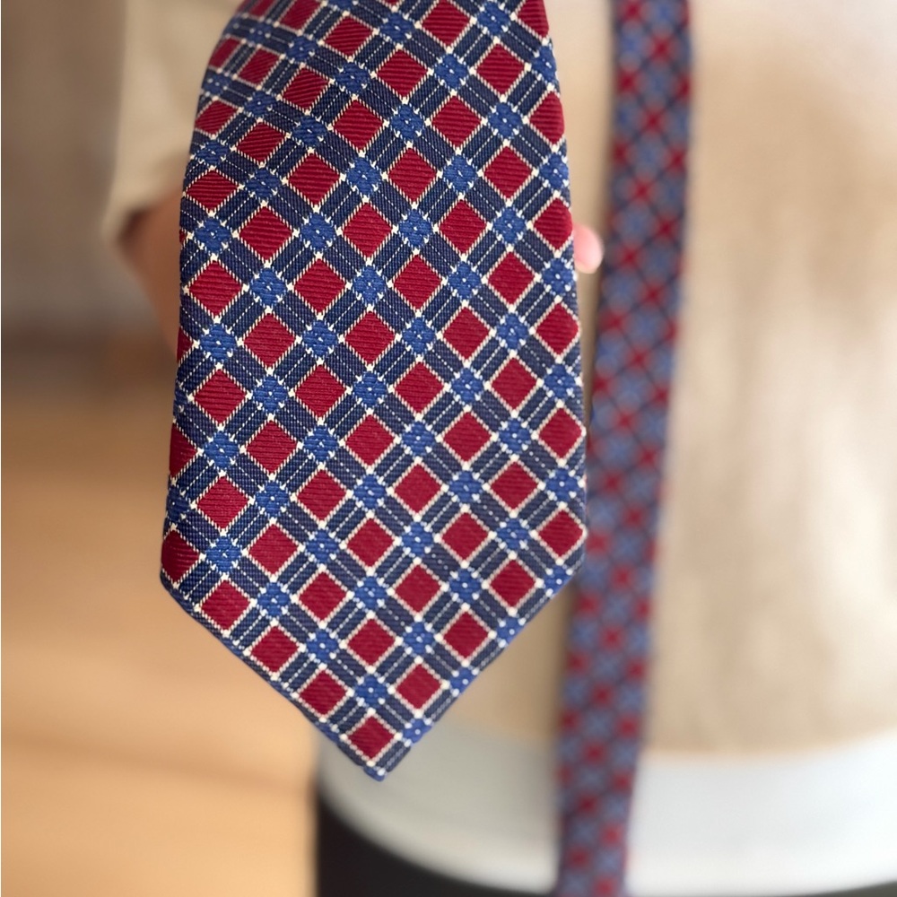 Rare Lauren Ralph Lauren Vintage Red White and Blue Checkered Tie One Size